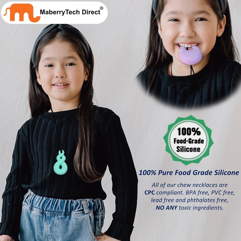 MaberryTech Direct Chew Necklaces for Sensory Kids Boys Girls 6 Pack Silicone Sensory Chewy Necklace Mouth Fidgets Chewing Necklace for Kids Adults with Autism Anxiety ADHD BPA Free - Image 2