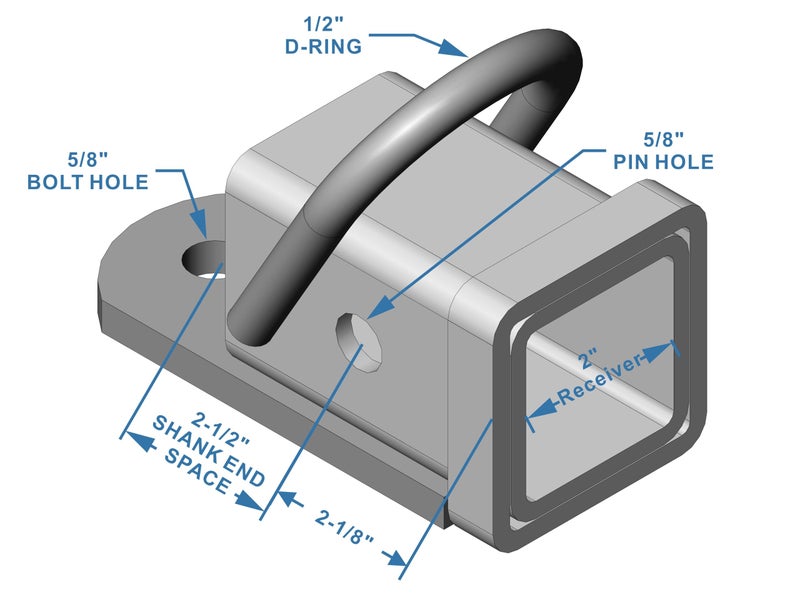 TOPTOW 63807 Bolt-on ATV/UTV Trailer Hitch Receiver Adapter for 2 inch Receivers，5/8 inch Bolt Kit - Image 3