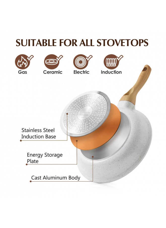 Sensarte SENSARTE Nonstick Ceramic Cookware Set 16-Piece, Healthy Pots and Pans Set, Non-toxic Kitchen Cooking Set with Stay-Cool Handles, Silicone Utensils and Pot Protectors, PFAS and PFOA Free  - Image 4