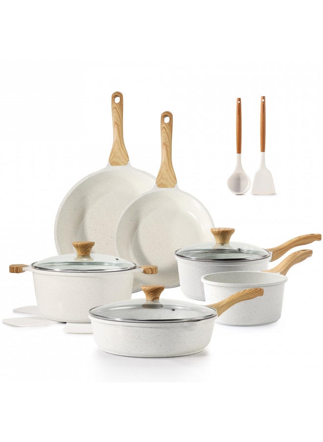 Sensarte SENSARTE Nonstick Ceramic Cookware Set 16-Piece, Healthy Pots and Pans Set, Non-toxic Kitchen Cooking Set with Stay-Cool Handles, Silicone Utensils and Pot Protectors, PFAS and PFOA Free  - Image 1