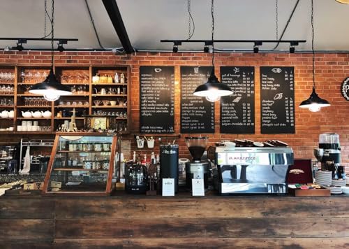 BELECO 7x5ft Fabric Cozy Coffee Restaurant Bar Backdrop for Photography Coffee Shop Interior Vintage Brick Wall Wooden Counter Background for Party Decorations Photo Booth Studio Props Wallpaper - Image 1