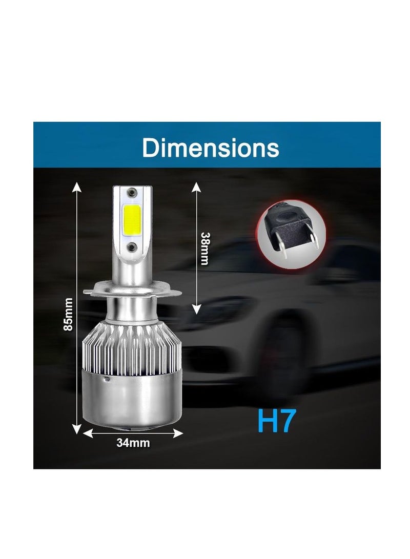 C6 2 Pcs/Set 120W C6 6000K Cold White H7 LED Headlight Bulb 3800LM Beam Car Head Lamp Light - Image 4