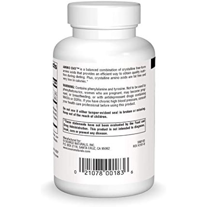 Source Naturals Amino Day - 20 Free Form Amino Acids Supports Quality Dieting During Nutrition - 60 Tablets - Image 2