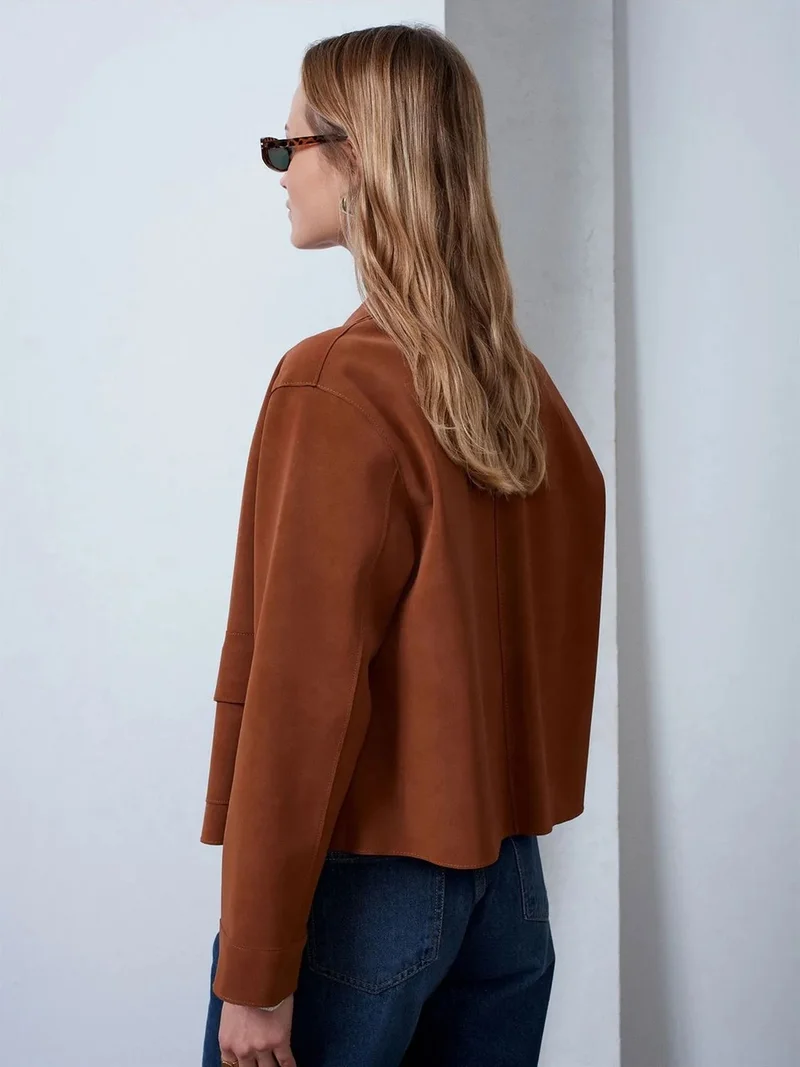 ديلفين Dilvin Women’s Crop Faux Suede Jacket