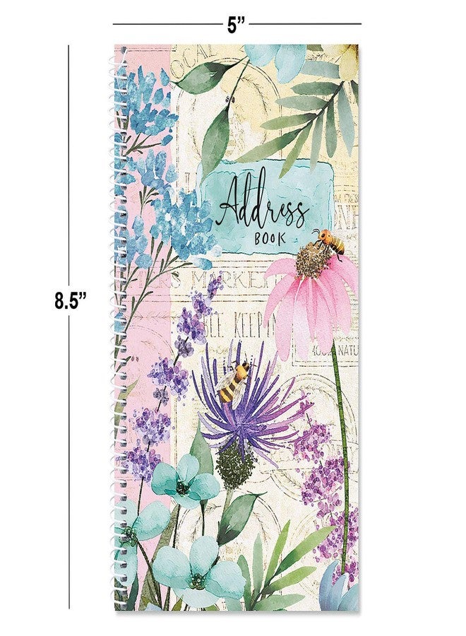Current Wildflower Sanctuary Address Book-94 Pages;Small 5" x 8-1/2" Size for Purse or Office,Spiral Bound Soft Cover Organizer for Contacts,Addresses,Email, & Phone Numbers + 50 Replacement Stickers - Image 3