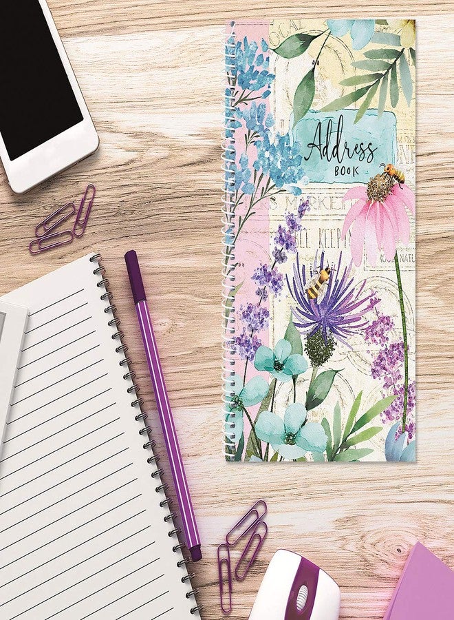 Current Wildflower Sanctuary Address Book-94 Pages;Small 5" x 8-1/2" Size for Purse or Office,Spiral Bound Soft Cover Organizer for Contacts,Addresses,Email, & Phone Numbers + 50 Replacement Stickers - Image 5