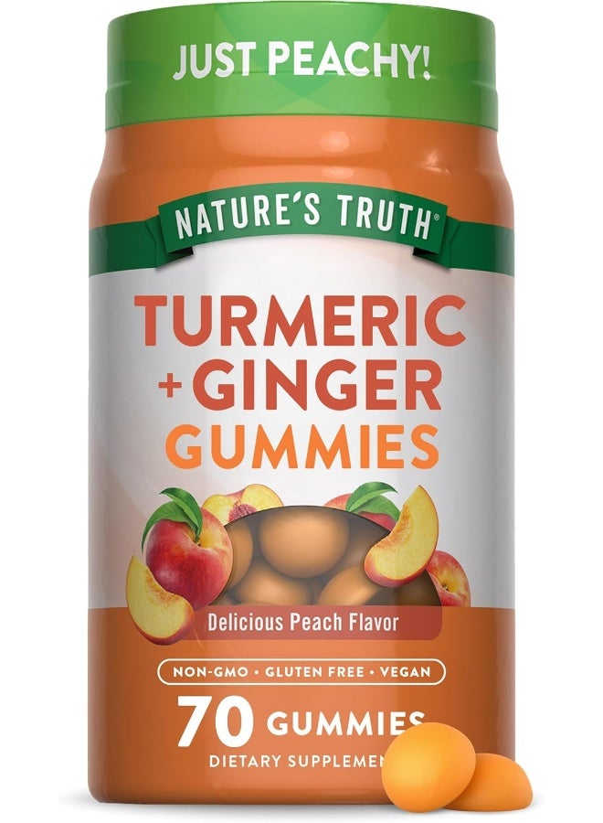 Nature's Truth Vegan Turmeric Curcumin Gummies | 70 Count | Plus Ginger | Peach Flavor | Non-GMO & Gluten Free Supplement - Image 1