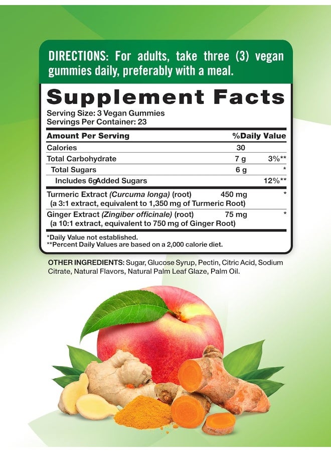 Nature's Truth Vegan Turmeric Curcumin Gummies | 70 Count | Plus Ginger | Peach Flavor | Non-GMO & Gluten Free Supplement - Image 2