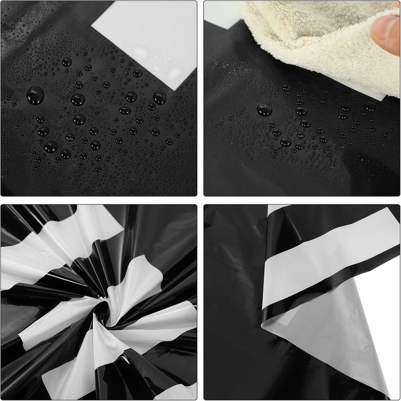 Oudain 6 Pcs Striped Tablecloth 108 x 54 Inch Disposable Plastic Table Cloth Waterproof Tablecloth Rectangle Table Cover for Birthday Wedding Bridal Party Supplies (Black White Horizontal Stripes) - Image 3