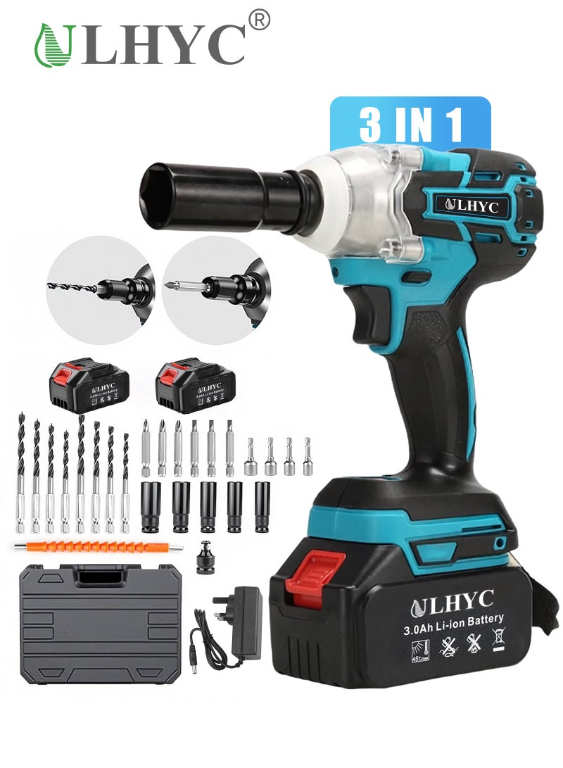 ULHYC Power Tools, powerful  brushless lithium-ion impact wrench set, high torque performance, multi-functional accessories, instantly improve your work efficiency! - Image 1