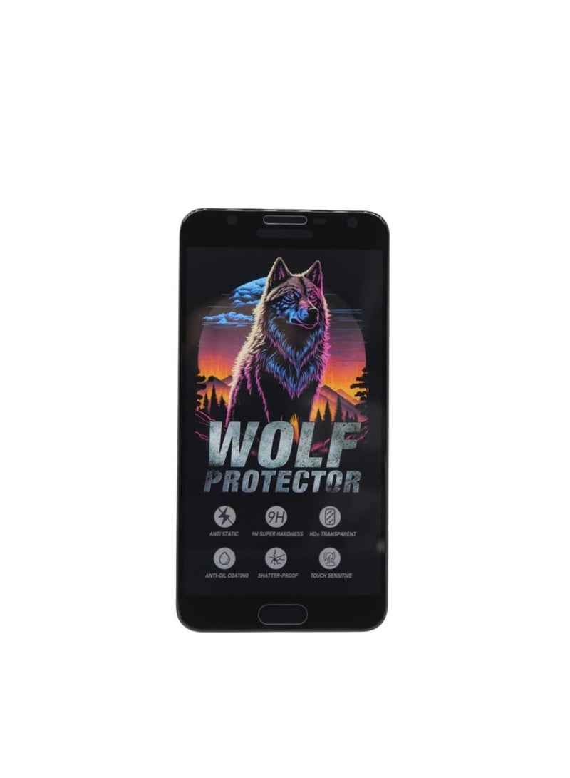 Wolf Protector Design Tempered Glass Screen Protector for Samsung Galaxy J7 - Clear & Black - Image 1