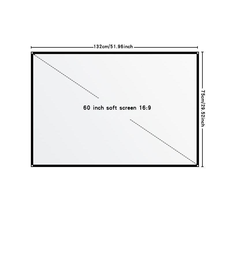 60 Inch White Foldable Projection Screen Heavy Duty Movie Screen with Black Border for Home Theater - Image 2