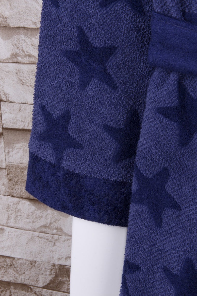 Baveno Women's Star Patterned Navy Blue Kimono Dressing Gown - Image 3