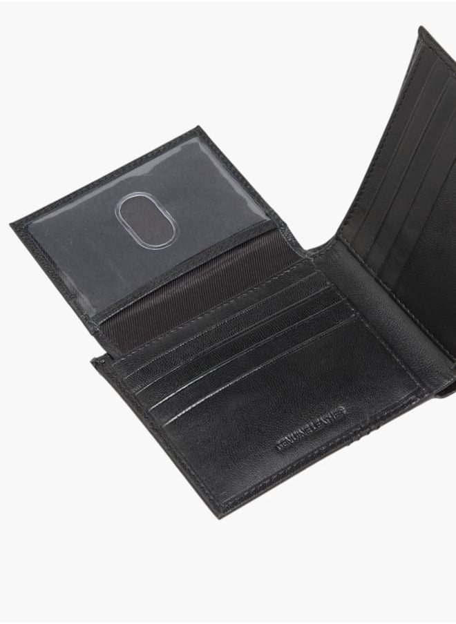 Mens Logo Embossed Bi-Fold Wallet With Flap Closure