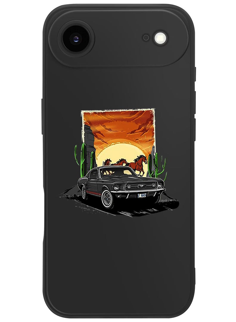 Theodor Protective Slim Fit Case Liquid Silicone Cover with Full Body Protection Anti-Scratch Shockproof Case For Apple iPhone 17 Air (Black) Car horse - Image 1