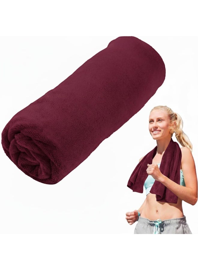 Fabienne Quick-Dry Microfiber Gym Towel (50×90cm) – Ultra-Soft, Lightweight & Highly Absorbent Sport Towel for Gym, Yoga & Travel – Durable Sweat Towel (Dark Red)