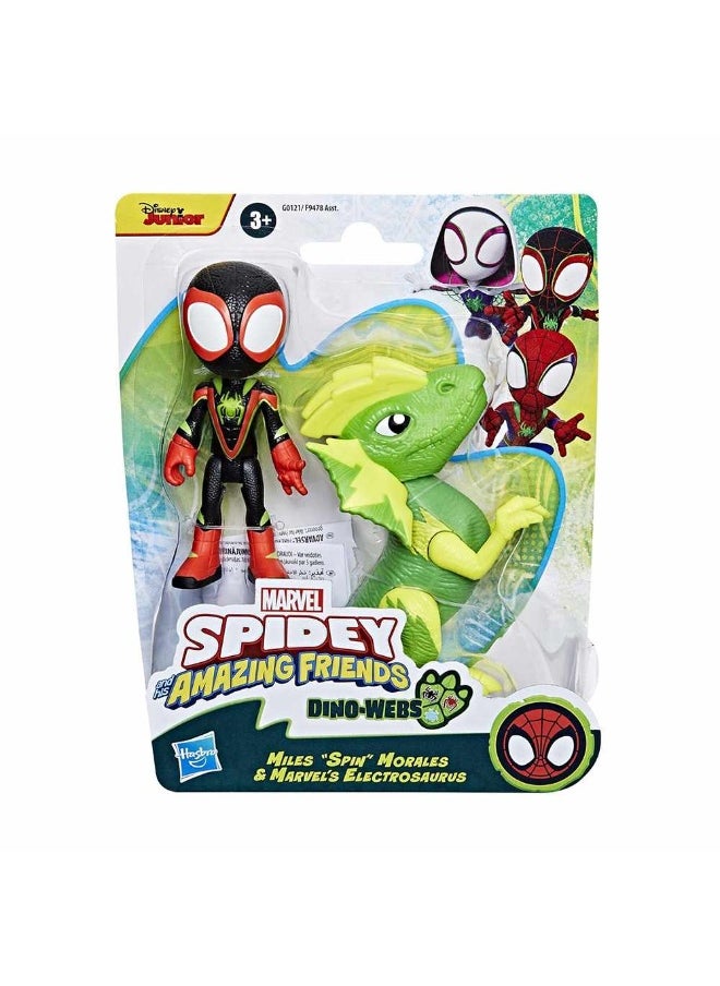 MARVEL - Marvel Spidey & His Amazing Friends Dino-Webs Miles Spin Morales & Marvels Electrosaurus Action Figure - Image 1