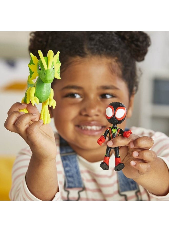 MARVEL - Marvel Spidey & His Amazing Friends Dino-Webs Miles Spin Morales & Marvels Electrosaurus Action Figure - Image 1