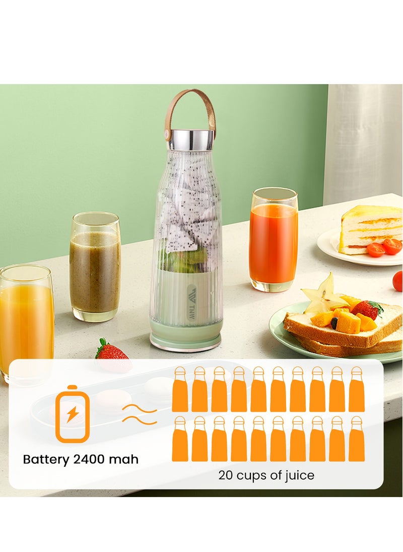 TNW - Portable Blender Juice Cup, 500ML USB Rechargeable Fruit Blender, Mini Personal Blender for Shakes, Smoothies, Fresh Juice,  Vegetables(White) - Image 1