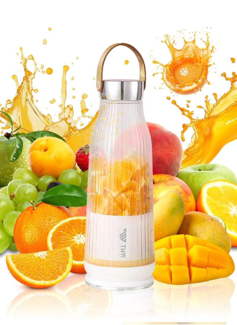 TNW - Portable Blender Juice Cup, 500ML USB Rechargeable Fruit Blender, Mini Personal Blender for Shakes, Smoothies, Fresh Juice,  Vegetables(White) - Image 1