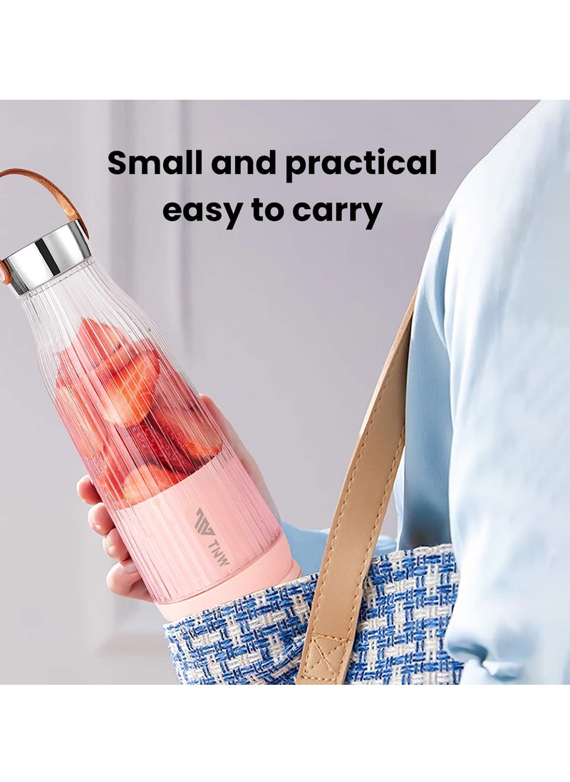TNW - Portable Blender Juice Cup, 500ML USB Rechargeable Fruit Blender, Mini Personal Blender for Shakes, Smoothies, Fresh Juice,  Vegetables(White) - Image 1