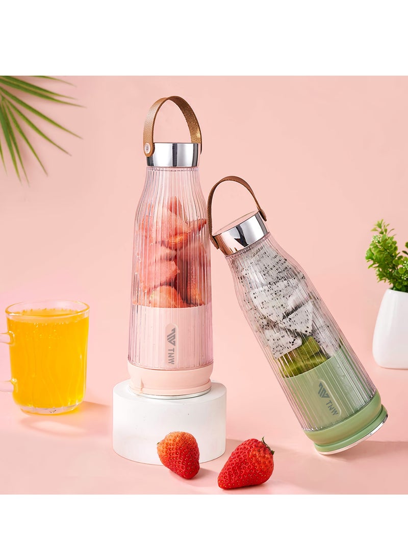 TNW - Portable Blender Juice Cup, 500ML USB Rechargeable Fruit Blender, Mini Personal Blender for Shakes, Smoothies, Fresh Juice,  Vegetables(White) - Image 1