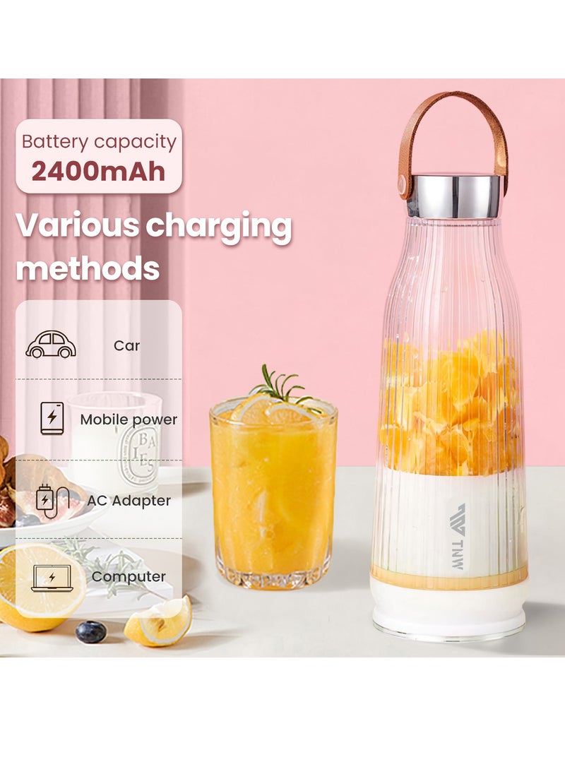 TNW - Portable Blender Juice Cup, 500ML USB Rechargeable Fruit Blender, Mini Personal Blender for Shakes, Smoothies, Fresh Juice,  Vegetables(White) - Image 1
