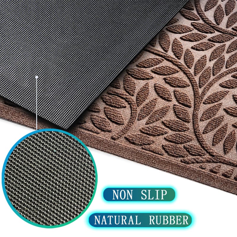 Bulijojo Front Door Mat Entrance,Durable Heavy Duty Welcome Mat,Thick Absorbent Natural Rubber Non Slip Mat,Sturdy Entryway Brown 47"x32" - Image 4