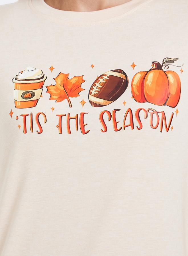 Take Two Beige Tis The Season Graphic Print T-Shirt - Image 3