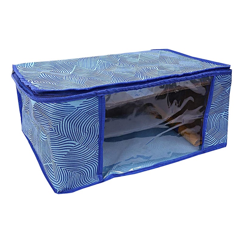 Kuber Industries Saree Covers With Zip|Lahariya Print Wardrobe Organizer For Clothes|Transparent Window Keep 8 To 10 Saree|Suitable for Lehenga, Suit, Dress|Pack of 2 (Blue) - Image 4