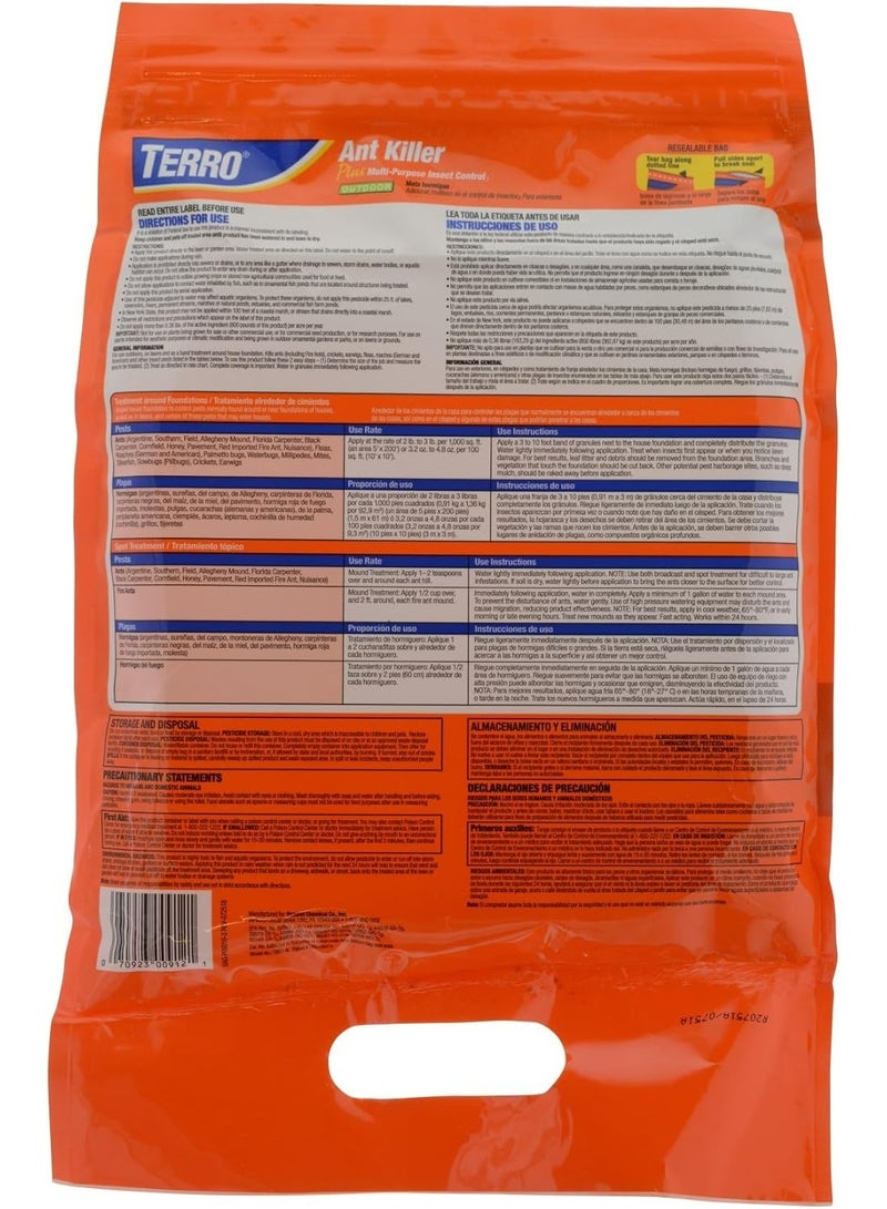 TERRO T901-6 Ant Killer Plus للتحكم في الحشرات متعدد الأغراض في الهواء الطلق - يقتل النمل الناري والبراغيث والصراصير والحشرات الزاحفة الأخرى - 3 رطل - Image 2