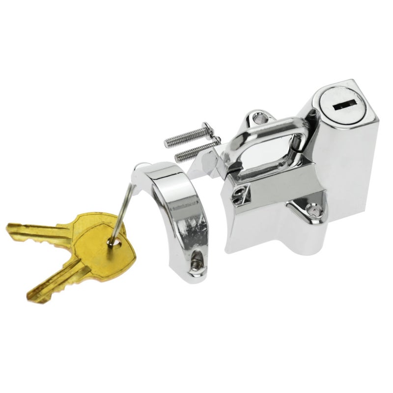 HDBUBALUS Motorcycle Helmet Security Lock Kit for 7/8"" to 1 1/4"" Diameter Tubings for Harley Chrome - Image 2