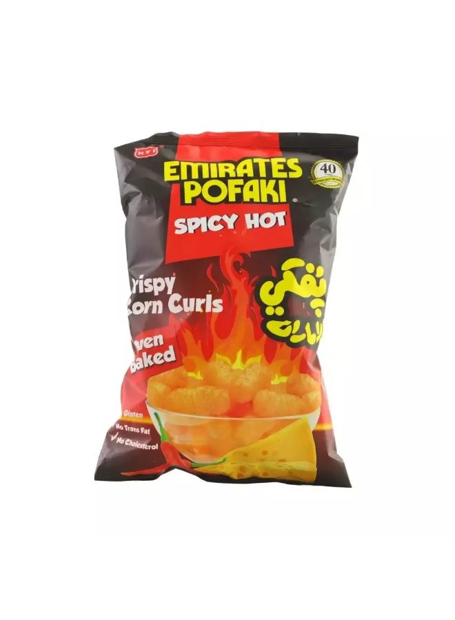 Emirates Pofaki Spicy Hot Crispy Corn Curls Oven Baked Curls- 80gms - Image 1