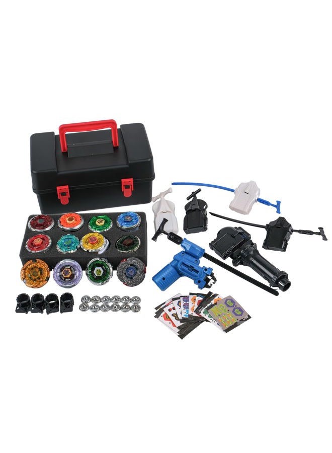 STJOYOPY Battle Top Game Metal Fusion 4D Series Spinning top Set 12 Gyros 5 Launchers with Storage Box Gift for Kids Boys - Image 1