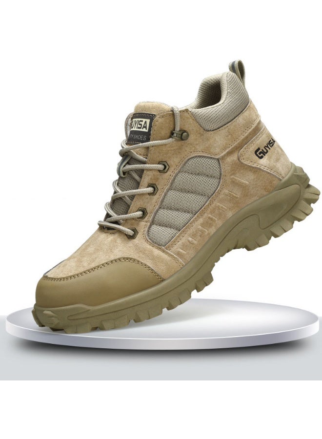 NIBEMINENT Steel Toe Work Boots for Men High Top Safety Shoes Waterproof Safety Boots Man Leather  Anti-slip Work Shoes Protective - Image 1