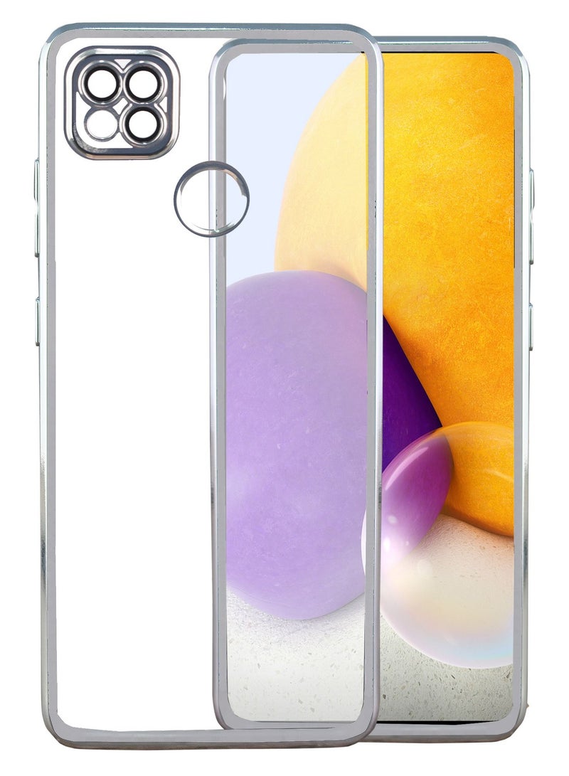 Crystal Clear Case For Oppo A15/A15S ,Not Yellowing Camera Protection Military Grade Drop Tested Transparent Shockproof Protective Phone Case Soft Silicone Slim Cover_Silver 
