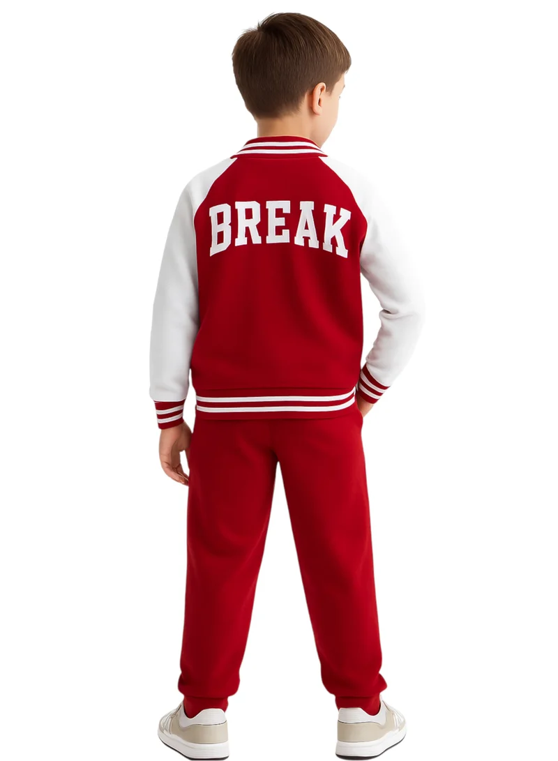 فكتور اند جين Boys' Trendy Red &amp; White Sports Tracksuit – Break the Rule Print