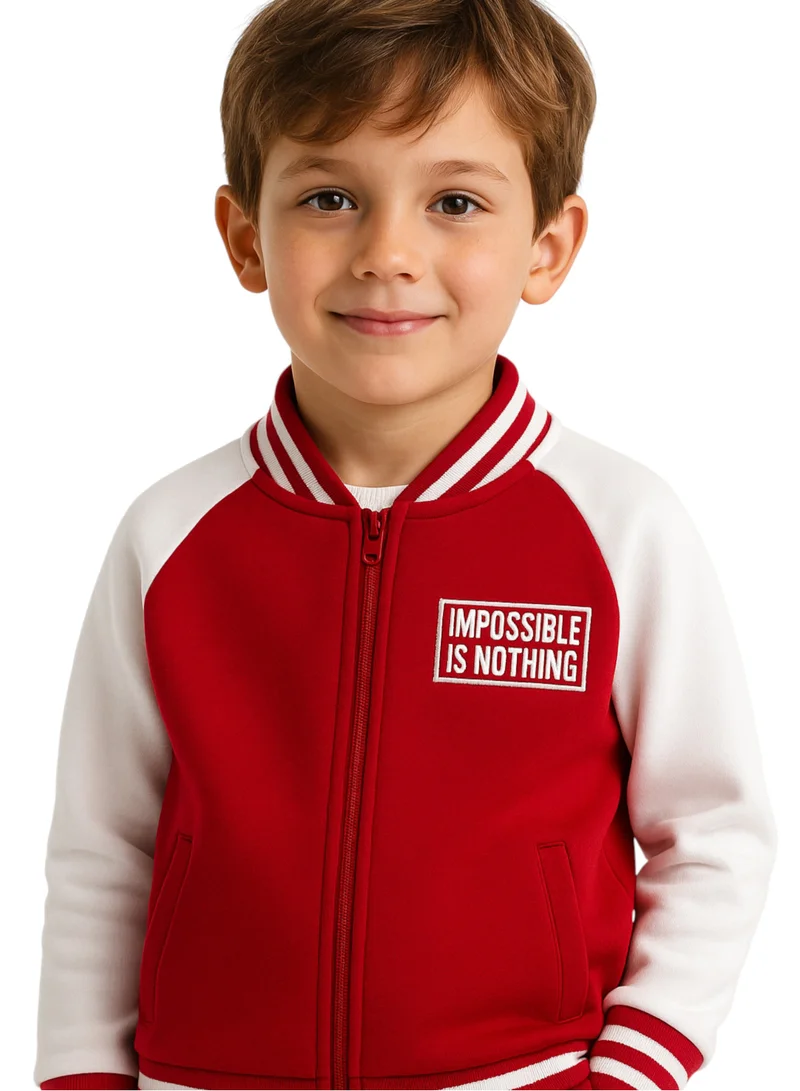 victor and jane Boys' Trendy Red &amp; White Sports Tracksuit – Break the Rule Print