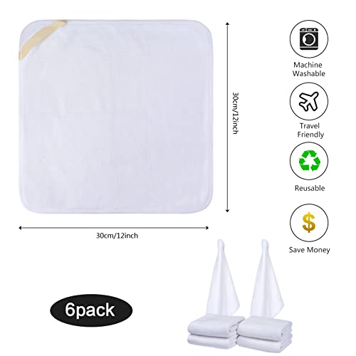 Sinland مناديل وجه ميكروفايبر من سينلاند سريعة الجفاف 12 بوصة × 12 بوصة بيضاء 6 عبوات - Image 3
