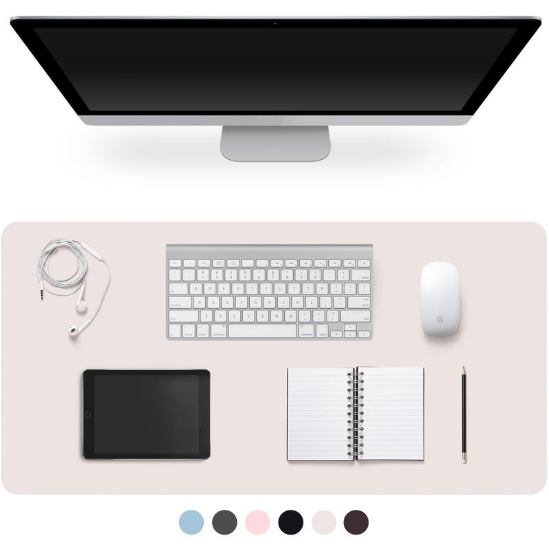 CADONO Leather Desk Pad Protector,Non-Slip Desk Pad,on-Slip PU Leather Large Mouse Pad,Easy Clean Desk Protecor Mat,Writing Pad for Office Work/Home/Decor(Off White, 23.6" x 13.7") - Image 1
