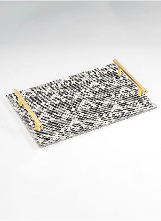 LOWHA Decorative Acrylic Serving Tray with Gold Color Metal Handles Multi Size Cycles Dots 20x30cm  - Image 1