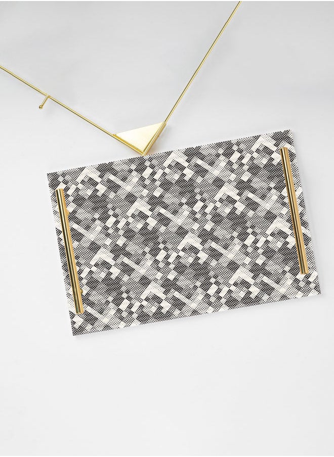 LOWHA Decorative Acrylic Serving Tray with Gold Color Metal Handles Multi Size Cycles Dots 20x30cm  - Image 3