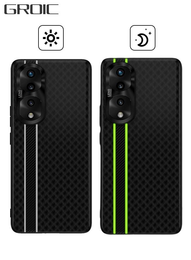 GROIC Compatible with Honor 80 Pro 6.78 Inch PU Case Luxury Carbon Fiber Texture Leather Luminous Effect Cases Bumper Shockproof Protective Cover for - Image 1