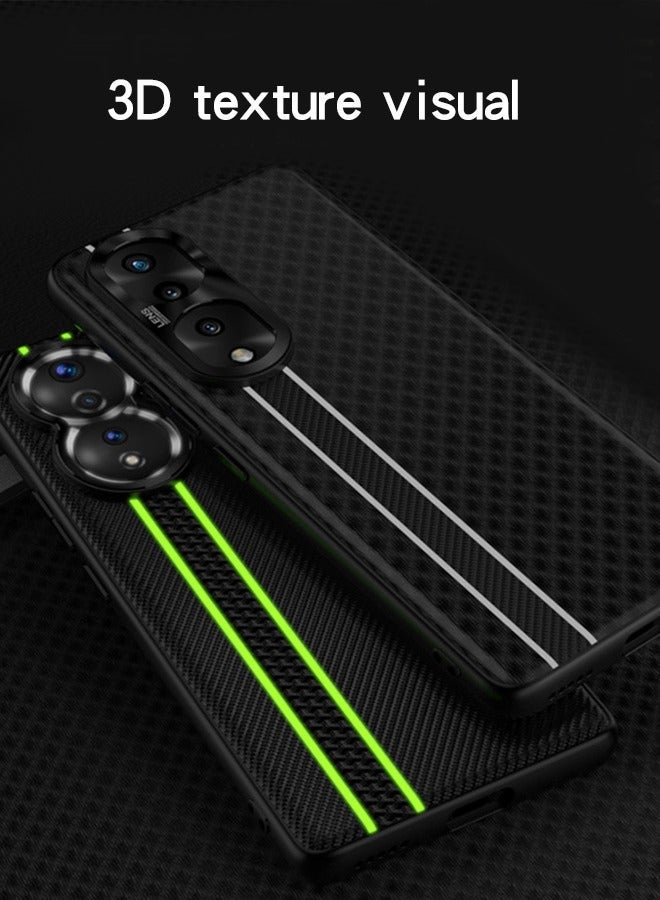 GROIC Compatible with Honor 80 Pro 6.78 Inch PU Case Luxury Carbon Fiber Texture Leather Luminous Effect Cases Bumper Shockproof Protective Cover for - Image 2