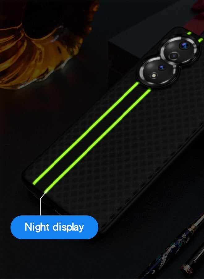 GROIC Compatible with Honor 80 Pro 6.78 Inch PU Case Luxury Carbon Fiber Texture Leather Luminous Effect Cases Bumper Shockproof Protective Cover for - Image 5