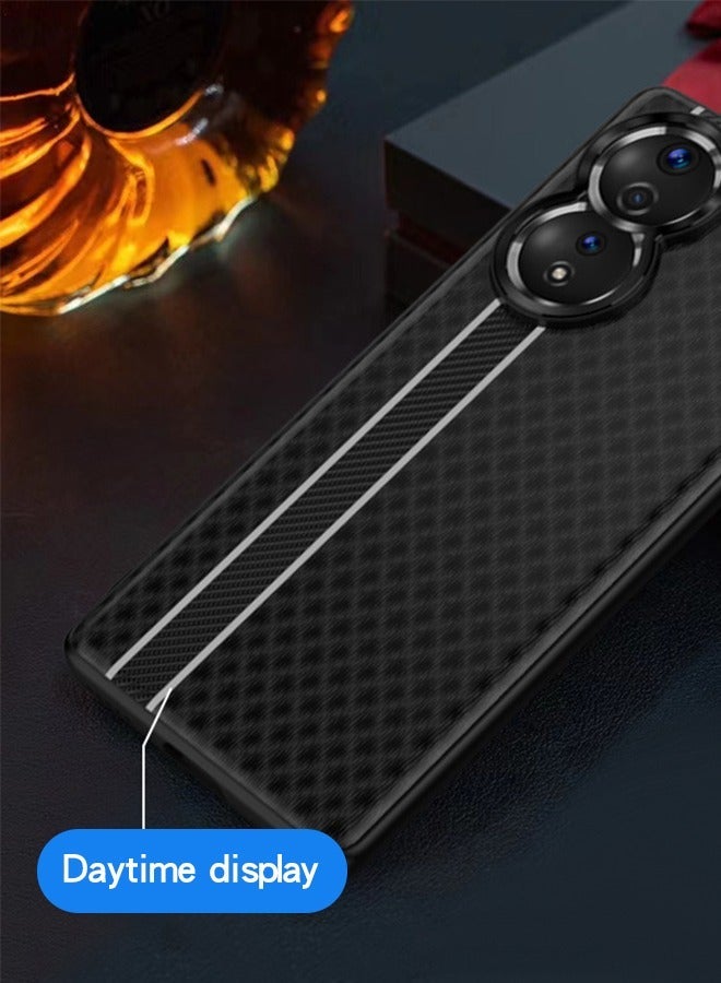 GROIC Compatible with Honor 80 Pro 6.78 Inch PU Case Luxury Carbon Fiber Texture Leather Luminous Effect Cases Bumper Shockproof Protective Cover for - Image 4