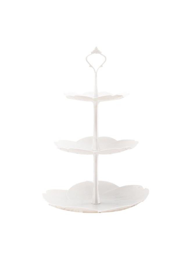 Thoraya White Plastic 3 Tier Serving Tray 3 Tiers Dessert Cakecup Stand 3 Layer Fruit Tray Round  - Image 1