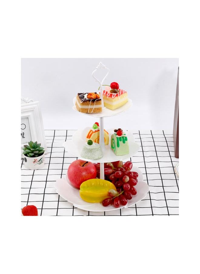Thoraya White Plastic 3 Tier Serving Tray 3 Tiers Dessert Cakecup Stand 3 Layer Fruit Tray Round  - Image 3