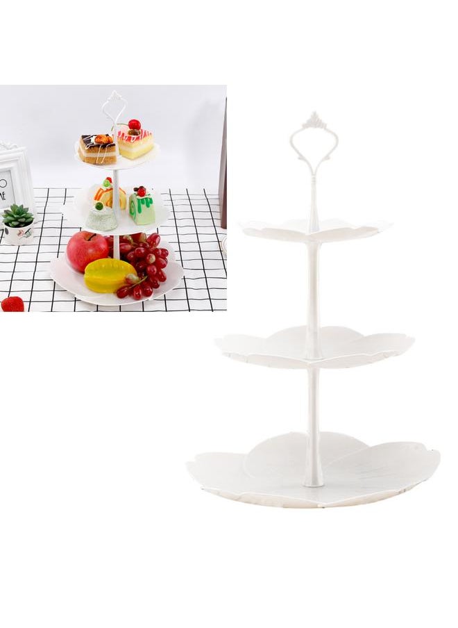 Thoraya White Plastic 3 Tier Serving Tray 3 Tiers Dessert Cakecup Stand 3 Layer Fruit Tray Round  - Image 4