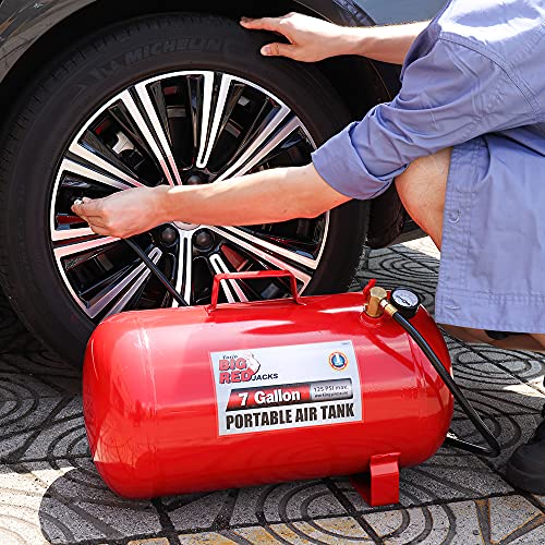 BIG RED T88007 Torin Portable Horizontal Air Tank with 36" Hose, 7 Gallon Capacity, Red - Image 5